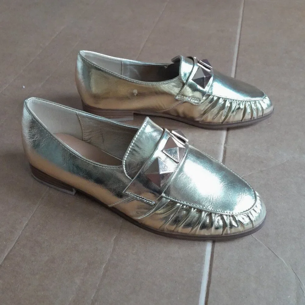 Catherine Malandrino Women’s Shoes Gold Loafer Slip On Casual New Size 8